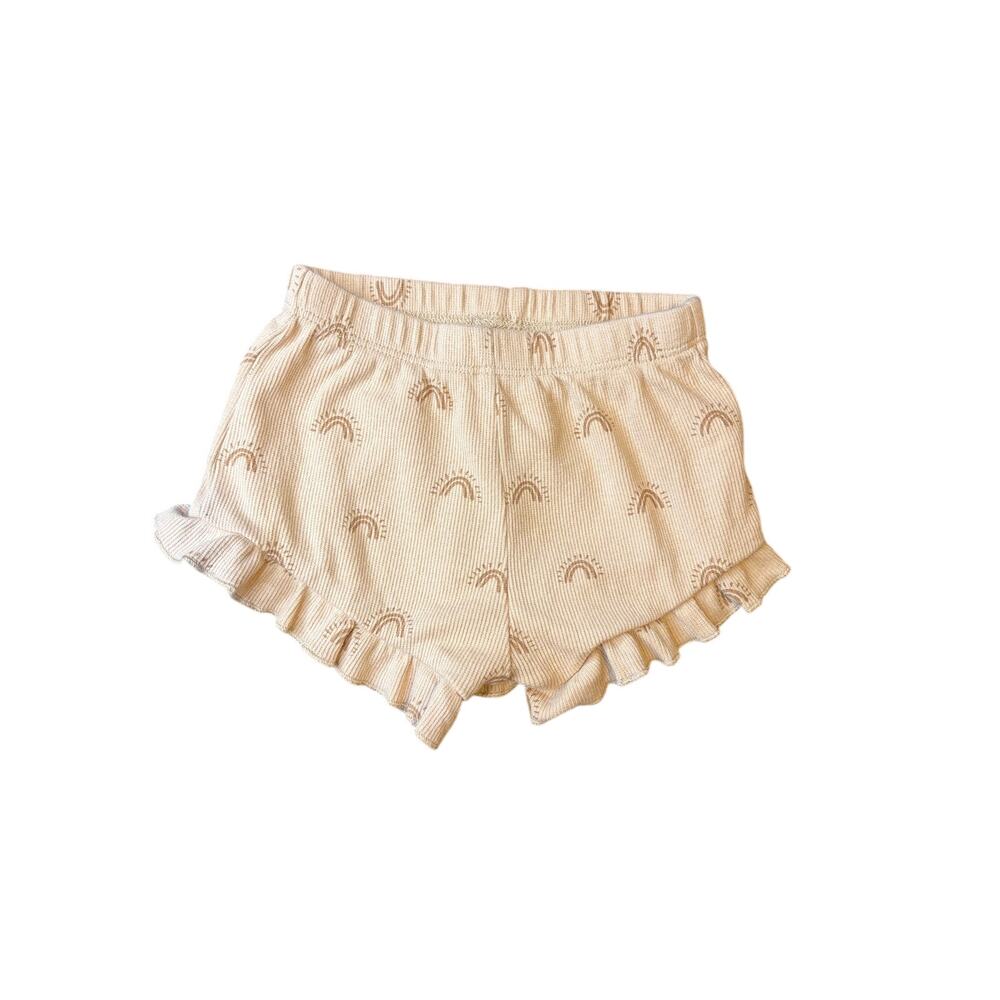 Quincy Mae Evie Ribbed Organic Cotton Shortie with Rainbow Pattern 12-18 Months